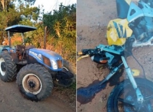 Jovens morrem em colisão entre trator e moto em estrada no interior de SP