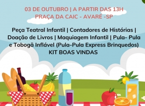 Piquenique Literário leva atrações infantis à praça da CAIC no próximo dia 3