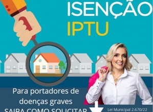 Portadores de Câncer e Aids já podem requerer isenção do IPTU em Avaré